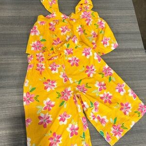 Old Navy Yellow Floral Kids Jumpsuit